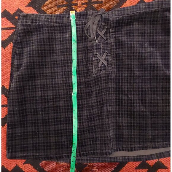 NEW SO Women's Plaid Corduroy Mini Skirt, Lace-Up Front 20/38W Gray & Blue. - Picture 4 of 7